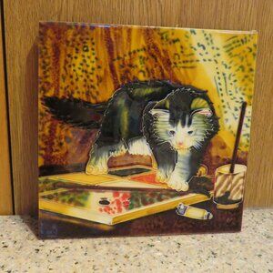 Ceramic Tile Art Artistic Cat 3D (F68)